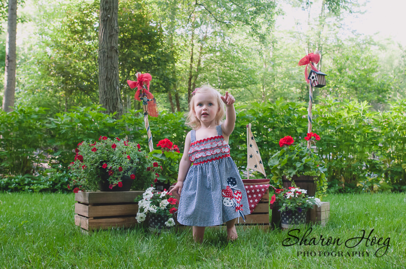 one-year-old girl with patriotic photography set, Metro Detroit Child Photographer