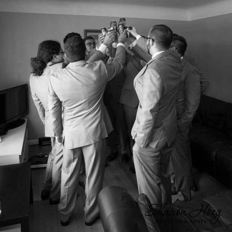 Groomsmen toasting the Groom at home, Livonia Wedding Photography