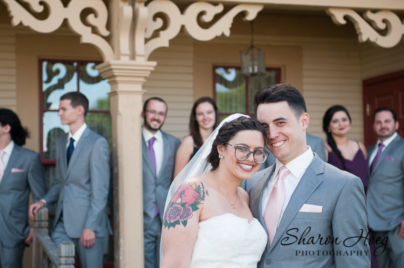 Couple with bridal part at Alexander Blue House, Livonia Wedding Photographer