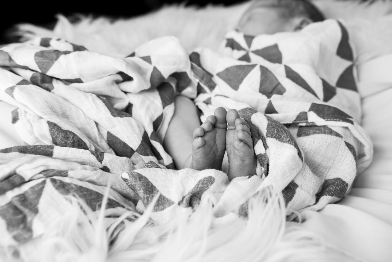 Black and white baby feet, Northville Newborn Photographer